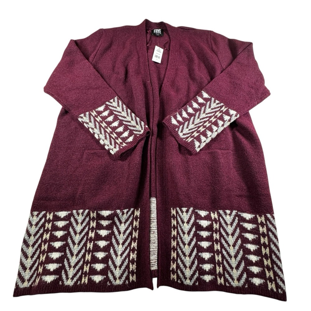 Frye Women's The Cozy Cardigan, Dark Red (Oxblood Combo), Size XL